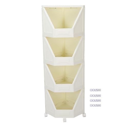 Corner Storage Cabinet with 4 Movable Wheels Corner Shelf Stand Bookshelf for Small Space Bathroom Kitchen Living Room Home Office (4 Tier) von Senrusa
