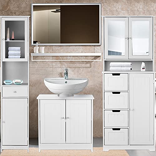IKayaa Modern Tower Tall Lagers chrank mit Türen & Schublade Holzboden Schrank Wohn möbel Weiß/Blau/Grau von Senrusa