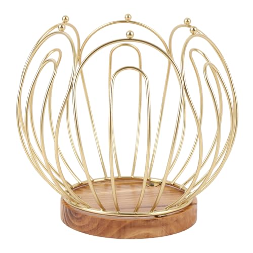 Kaffeeschotenhalterkorb mit Holzbasis Schmiedeeisen -Metalldrahtkaffeekapselhalter für Home -Arbeitsplatten -Tisch von Senrusa