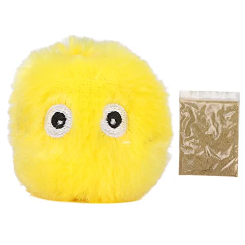 Plush Cat Toy Balls Fluffy Cat Toy with Lifelike Animal Sound and Catnip for Cat Exercise (Plush Yellow (Cricket Sound)) von Senrusa