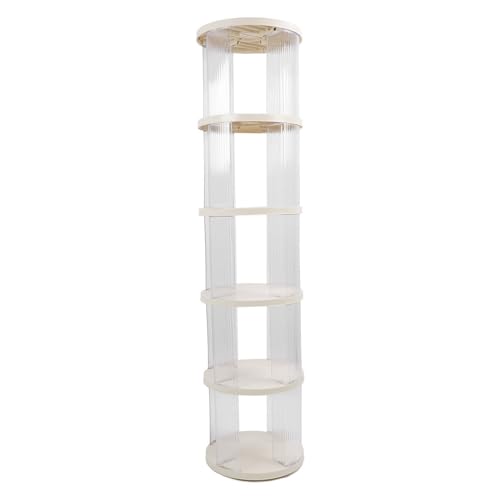 Rotating Bookshelf Tower Kids Corner 360 Degree Display Rotatable Floor Standing Bookcase Stackable Rack Transparent Round (5 Tier) von Senrusa