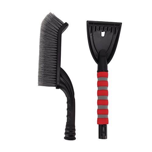 Schneebürste abtrennbarer Eiskratzer Schnee Entfernungsinstrument mit ergonomischem Schaumgriff für Autos Lastwagen (Grey Red) von Senrusa