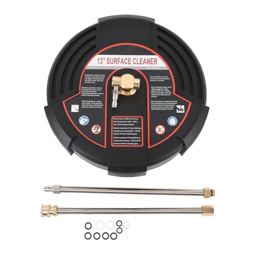 Senrusa 13 -Zoll -Druckunterdrückeroberflächenreiniger 2500psi Edelstahl Oberflächenreiniger Stromverbindung mit 1/4 Zoll Grenzfläche 2 Verlängerungstabstäben von Senrusa