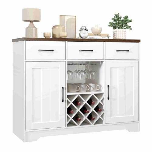 Senrusa Sideboard -Buffetschrank 2 Türen 3 Schubladen 4 Regale Weinbarschrank mit Weinflasche und Glasregal Senrusa Sideboard -Buffetschrank 2 Türen 3 Schubladen 4 Regale Weinbarschrank mit Weinflasche und Glasregal von Senrusa