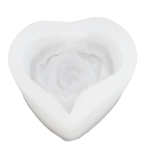 Silikonkerker Shaper 3d Herz Rose Blumenwerkzeug zur Herstellung von Harzseife Handwerkskuchen -Dekoration von Senrusa