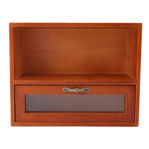 Vintage Tabletop Organizer Solid Wood Desktop Display Cabinet Storage Box with Clear Drawer for Kitchen Living Room Bedroom von Senrusa