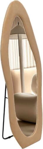 SensaHome Gepolsterter Standspiegel in Form – Ganzkörperspiegel Wildledersamt – 60 x 160 – Taupe von SensaHome