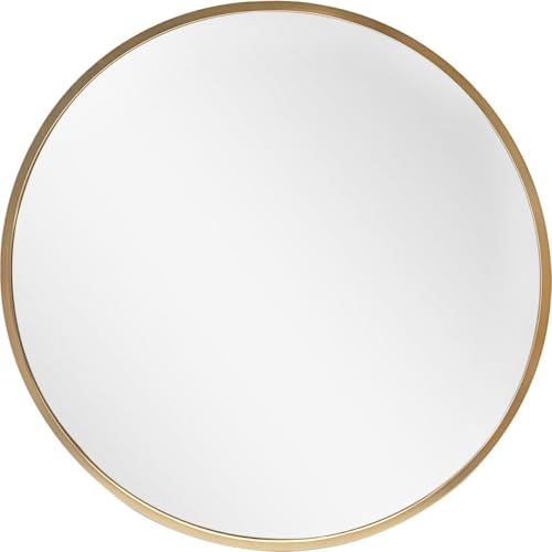 SensaHome – Moderner Wandspiegel im nordischen Design – runder Wandspiegel – Badezimmer-/Schminkspiegel – Gold – 80 cm von SensaHome