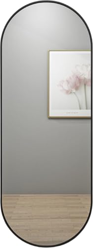 SensaHome Ovaler Ganzkörperspiegel – Wandspiegel im minimalistischen Design – Schwarz – Modern – Ankleidezimmerspiegel – 50 x 160 cm – Schwarz von SensaHome