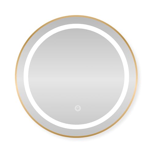 SensaHome Runder LED-Badezimmerspiegel – Dimmbare Wandspiegel mit Beleuchtung – Metallrahmen – 2700K/4500K/6400K – 80 cm – Gold SensaHome Runder LED-Badezimmerspiegel – Dimmbare Wandspiegel mit Beleuchtung – Metallrahmen – 2700K/4500K/6400K – 80 cm – Gold von SensaHome