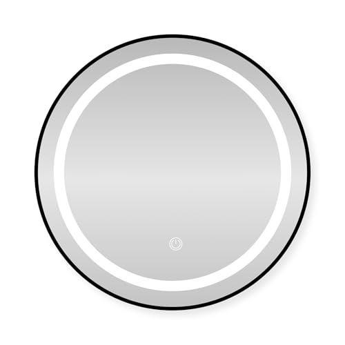 SensaHome Runder LED-Badezimmerspiegel – Dimmbare Wandspiegel mit Beleuchtung – Metallrahmen – 2700K/4500K/6400K – 80 cm – Schwarz SensaHome Runder LED-Badezimmerspiegel – Dimmbare Wandspiegel mit Beleuchtung – Metallrahmen – 2700K/4500K/6400K – 80 cm – Schwarz von SensaHome