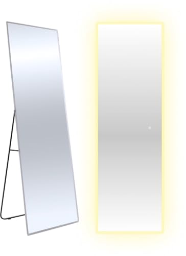 SensaHome Standspiegel mit LED-Beleuchtung – nahtlos – Ganzkörperspiegel – Spiegel ohne Rahmen – dimmbar – 50 x 160 cm von SensaHome