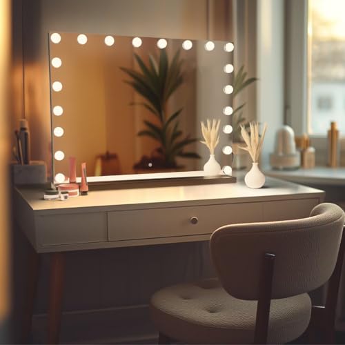 SensaHome Vanity Mirror Pro – Hollywood-Schminkspiegel mit 15 dimmbaren LED-Lampen – 3 Lichtmodi – 80 x 60 cm – Schwarz von SensaHome