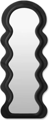 SensaHome Wavy gepolsterter Standspiegel – Ganzkörperspiegel Wildledersamt – 60 x 160 – Schwarz von SensaHome