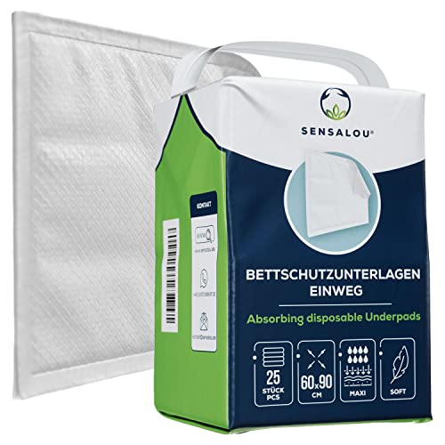 Sensalou Bett Inkontinenzunterlage Einweg - Krankenhausunterlagen Einmal PIPI Bed Pad Auflage wasserdicht Frauen Männer Senioren 60x90 cm - 50 Stück von Sensalou