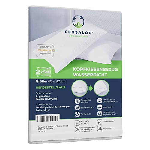 Sensalou Kissenbezug 2er Set Doppelpack wasserdicht - Kopfkissen Bezüge 40x80 cm von Sensalou