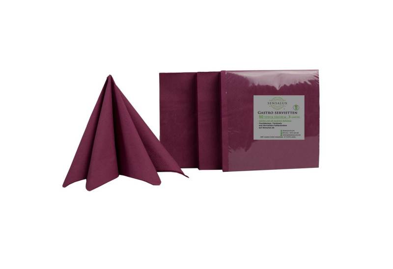 Sensalux Bankauflage Servietten Karton, 8 x 200 Stk., 33x33cm, 1/4 Falz bordeaux-violett, Schnelles einfaches Anbringen, Flexibel einsetzbar, Klettverschluss von Sensalux