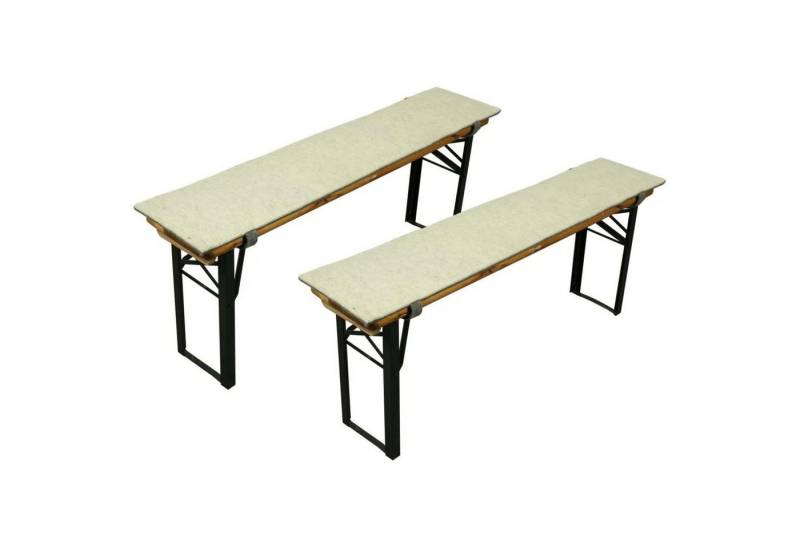 Sensalux Bankauflage gepolsterte Bierbank-Auflagen, Klettverschluss, Filz, (2er Set, 120cm x 25cm, Filz, Grau - Beige), Schnelles einfaches Anbringen, Flexibel einsetzbar, Klettverschluss von Sensalux