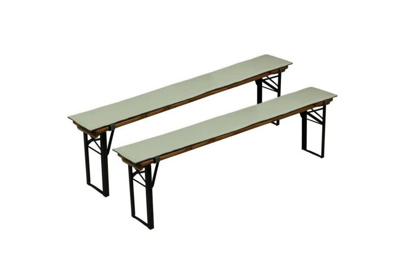 Sensalux Bankauflage gepolsterte Bierbank-Auflagen, Klettverschluss, Kunstleder, (2er Set, 220cm x 25cm, Kunstleder, Grau - Weiß), Schnelles einfaches Anbringen, Flexibel einsetzbar, Klettverschluss von Sensalux