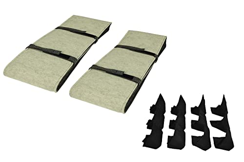 Sensalux Bierbankauflage + Bodenschoner für Bierzeltgarnitur, 120cm x 25cm (2 STK.) + 12 Bodenschoner, Auflage: Grau-Beige | Schoner: Schwarz von Sensalux