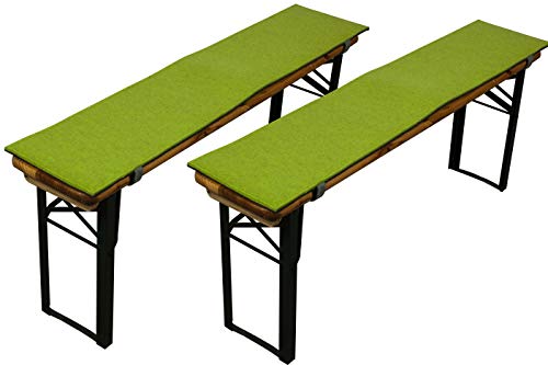 Sensalux Bierbankauflagen, 2er Set, Klettverschluss, Polster für Bierzeltgarnitur, Auflage Grau - Apfelgrün 120cm x 25cm von Sensalux