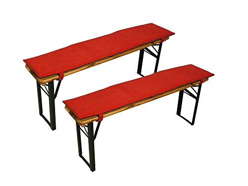 Sensalux Bierbankauflagen, 2er Set, Klettverschluss, Polster für Bierzeltgarnitur, Auflage Grau - Rot 120cm x 25cm von Sensalux