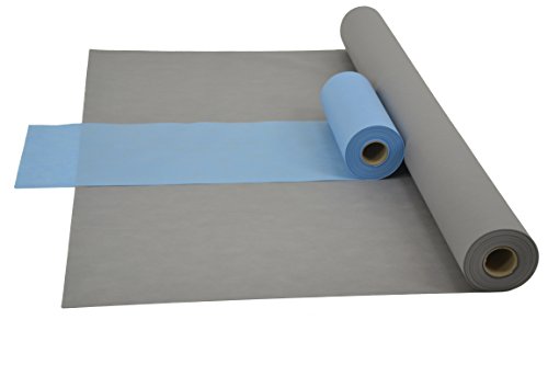 Sensalux Kombi-Set 1 Tischdeckenrolle 1,5m x 25m + Tischläufer 30cm (Farbe nach Wahl) Rolle grau Tischläufer hellblau von Sensalux