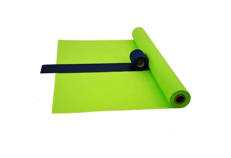 Sensalux Tischdecke Kombi-Set 1 Tischdeckenrolle 1,18mx25m apfelgrün+Tischläufer 15cm blau von Sensalux
