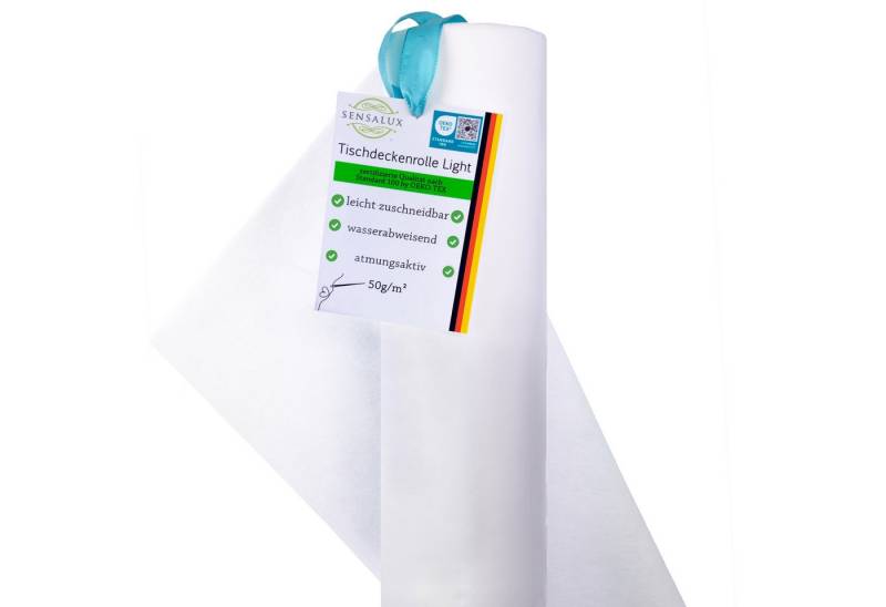 Sensalux Tischdecke Sensalux light Tischdeckenrolle 1,10m x 25m weiß von Sensalux