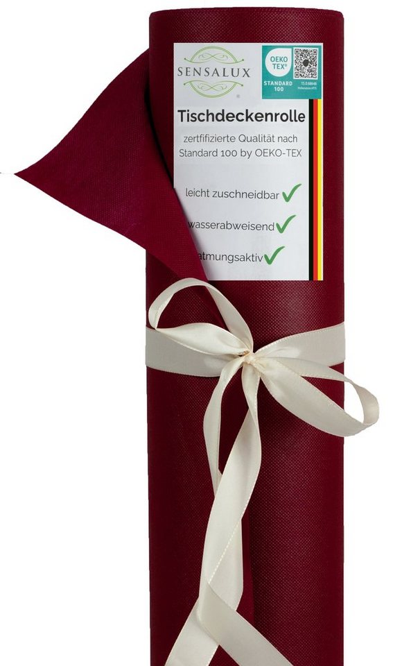 Sensalux Tischdecke Tischdeckenrolle 80g/m², bis zu 45% Recyclat, 1,19m x 10m, Bordeaux von Sensalux