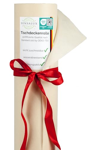 Sensalux Tischdeckenrolle, stoffähnliches Vlies, Standard 100 by Oeko-TEX® - Klasse I Zertifiziert, 1,18 m x 10 m Creme von Sensalux