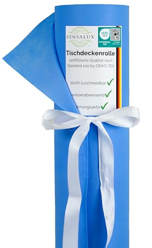 Sensalux Tischdeckenrolle, stoffähnliches Vlies, Standard 100 by Oeko-TEX - Klasse I Zertifiziert, 1,18m x 10m, Hellblau von Sensalux