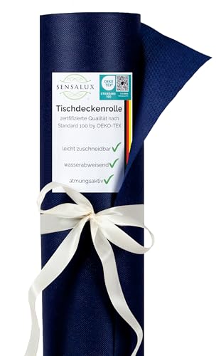 Sensalux Tischdeckenrolle, stoffähnliches Vlies, Standard 100 by Oeko-TEX - Klasse I Zertifiziert, 1,50m x 25m, Dunkelblau von Sensalux