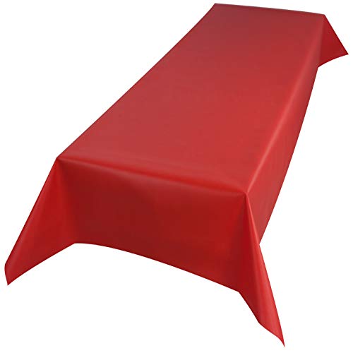 Sensalux Vlies-Tischdecke mit 45% Recyclatanteil, abwaschbare Tischdecke mit Lotuseffekt, 1,5m x 3m Rot von Sensalux