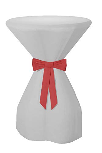 Sensalux stoffähnlicher Stehtischüberwurf, 60-70cmØ, wasserabweisender Lotuseffekt, Überwurf: Weiß, Schleife: Rot von Sensalux