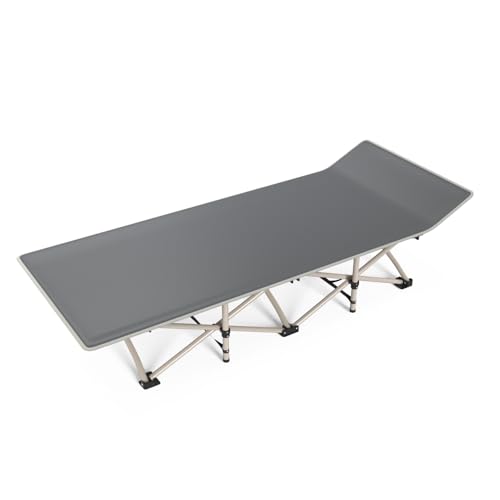Sensch Camping Bed, Folding Camping Cot Oversize Cots for Sleeping Camping Bed Folding Cot for Camping W/Pilllow Mattress for Home Office Nap Beach Travel, 600LBS (Grey Without Mattress) von Sensch
