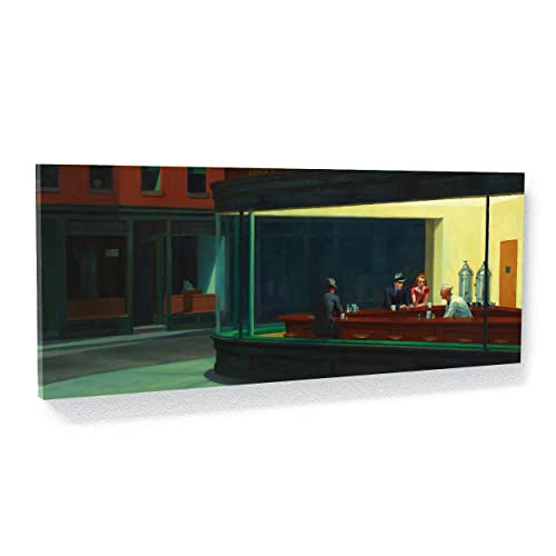 Edward Hopper, Nighthawks 1942 Leinwand-Kunst, Heimdekoration, Wandkunstdruck, Poster, Gemälde – Reproduktion, groß, 40 x 16 / 1,9 cm von Sense Canvas