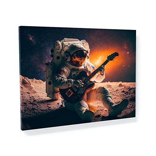 Sense Canvas Astronauten-Spielende Gitarre 5 Leinwandkunst, Heimdekoration, Wandkunstdruck, Poster, Gemälde, groß, 40 x 30 / 1,9 cm von Sense Canvas