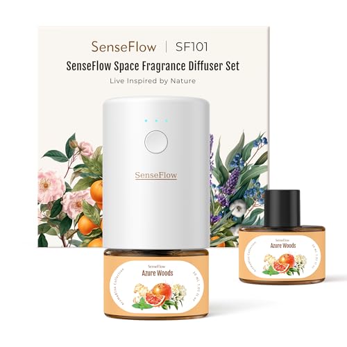 SenseFlow Aroma Diffuser für Ätherische Öle SF101, Wasserloser Ultraschall Duftstecker Raumduft, 100% pflanzlich Lufterfrischer, 120-Tage Aroma für Zuhause, Hotel - bis zu 100 m² - Azurblauer Wald SenseFlow Aroma Diffuser für Ätherische Öle SF101, Wasserloser Ultraschall Duftstecker Raumduft, 100% pflanzlich Lufterfrischer, 120-Tage Aroma für Zuhause, Hotel - bis zu 100 m² - Azurblauer Wald von SenseFlow