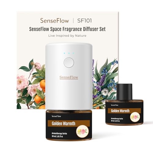 SenseFlow Aroma Diffuser für Ätherische Öle SF101, Wasserloser Ultraschall Duftstecker Raumduft, 100% pflanzlich Lufterfrischer, 120-Tage Aroma für Zuhause, Hotel - bis zu 100 m² - Goldene Wärme SenseFlow Aroma Diffuser für Ätherische Öle SF101, Wasserloser Ultraschall Duftstecker Raumduft, 100% pflanzlich Lufterfrischer, 120-Tage Aroma für Zuhause, Hotel - bis zu 100 m² - Goldene Wärme von SenseFlow