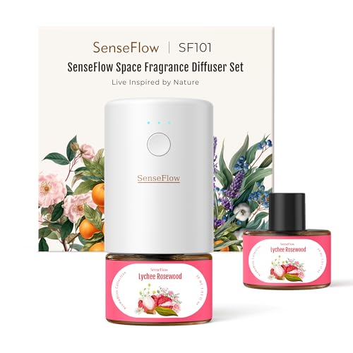 SenseFlow Aroma Diffuser für Ätherische Öle SF101, Wasserloser Ultraschall Duftstecker Raumduft, 100% pflanzlich Lufterfrischer, 120-Tage Aroma für Zuhause, Hotel - bis zu 100 m² - Litschi Palisander SenseFlow Aroma Diffuser für Ätherische Öle SF101, Wasserloser Ultraschall Duftstecker Raumduft, 100% pflanzlich Lufterfrischer, 120-Tage Aroma für Zuhause, Hotel - bis zu 100 m² - Litschi Palisander von SenseFlow
