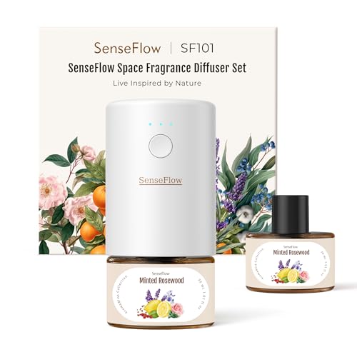 SenseFlow Aroma Diffuser für Ätherische Öle SF101, Wasserloser Ultraschall Duftstecker Raumduft, 100% pflanzlich Lufterfrischer, 120-Tage Aroma für Zuhause, Hotel - bis zu 100 m² - Minziges Rosenholz SenseFlow Aroma Diffuser für Ätherische Öle SF101, Wasserloser Ultraschall Duftstecker Raumduft, 100% pflanzlich Lufterfrischer, 120-Tage Aroma für Zuhause, Hotel - bis zu 100 m² - Minziges Rosenholz von SenseFlow