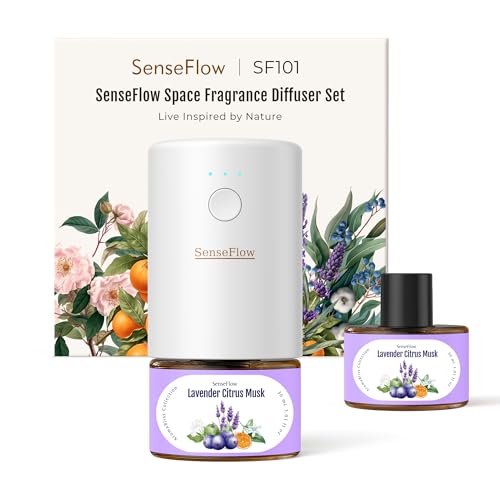 SenseFlow Aroma Diffuser für Ätherische Öle SF101, Wasserloser Ultraschall Duftstecker Raumduft, 100% pflanzlich Lufterfrischer, 120-Tage Aroma für Zuhause - bis zu 100 m² - Lavendel Zitrus Moschus SenseFlow Aroma Diffuser für Ätherische Öle SF101, Wasserloser Ultraschall Duftstecker Raumduft, 100% pflanzlich Lufterfrischer, 120-Tage Aroma für Zuhause - bis zu 100 m² - Lavendel Zitrus Moschus von SenseFlow