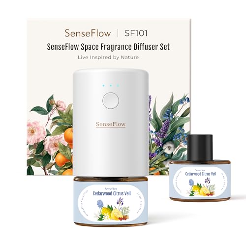 SenseFlow Aroma Diffuser für Ätherische Öle SF101, Wasserloser Ultraschall Duftstecker Raumduft, 100% pflanzlich Lufterfrischer, 120-Tage Aroma für Zuhause - bis zu 100 m² - Zedernholz-Zitrusschleier SenseFlow Aroma Diffuser für Ätherische Öle SF101, Wasserloser Ultraschall Duftstecker Raumduft, 100% pflanzlich Lufterfrischer, 120-Tage Aroma für Zuhause - bis zu 100 m² - Zedernholz-Zitrusschleier von SenseFlow