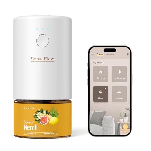 SenseFlow Difusor Aceites Esenciales Difusor de Aromas Smart Wi-Fi SF101S -Ultrasónico Sin Agua, 100 % Vegetal, Aromaterapia120 Días, para Hogar, Hotel y Estudio Hasta 100 ㎡ - Neroli von SenseFlow