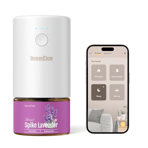 SenseFlow Aroma Diffuser für Ätherische Öle Smart Wi-Fi SF101S, Wasserloser Ultraschall Duftstecker Raumduft, 100% pflanzlich Lufterfrischer, 120-Tage Aroma für Zuhause bis zu 100 m² - Speiklavendel von SenseFlow