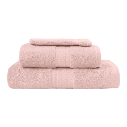 Sensei La Maison du Coton Luxus, 3-teiliges Set (1 Badetuch, 1 Handtuch und 1 Waschhandschuh), Baumwolle, Poudre, 140 x 200 von Sensei La Maison du Coton