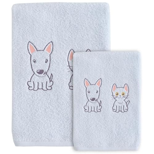 Sensei Maison Rusty & Olly Set für Kinder, 1 Handtuch + 1 Badetuch, Wolke von Sensei La Maison du Coton