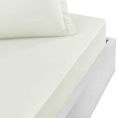 Sensei Maison Spannbettlaken, Steghöhe 40 cm, aus Baumwollperkal, weich, 160 x 200 cm, Ecru von Sensei La Maison du Coton