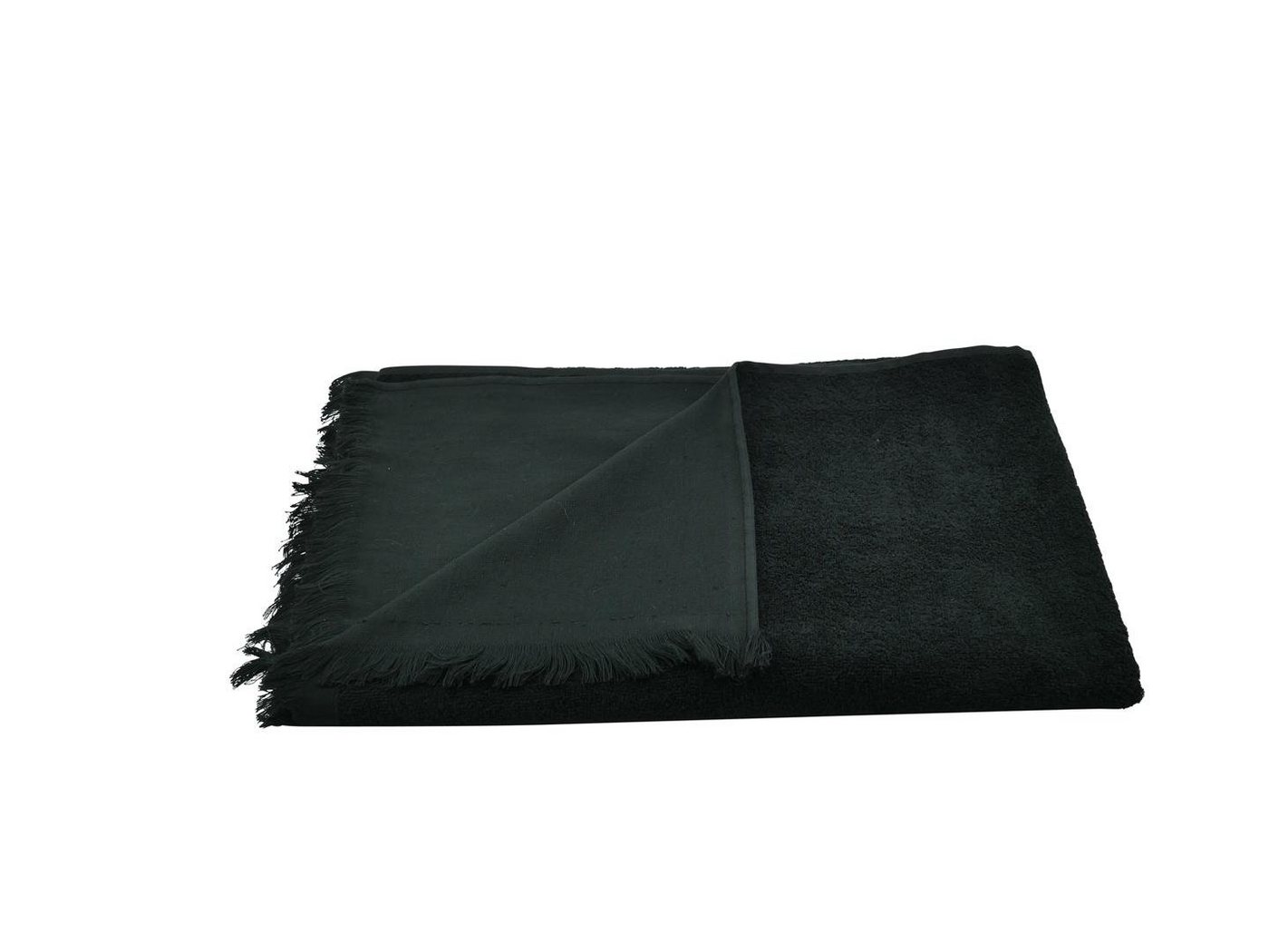 Sensepura Saunatuch Hamamtuch Frottee schwarz 90x180 cm, Frottee (1-St), klassisches Design, saugstark, gerade Fransen von Sensepura